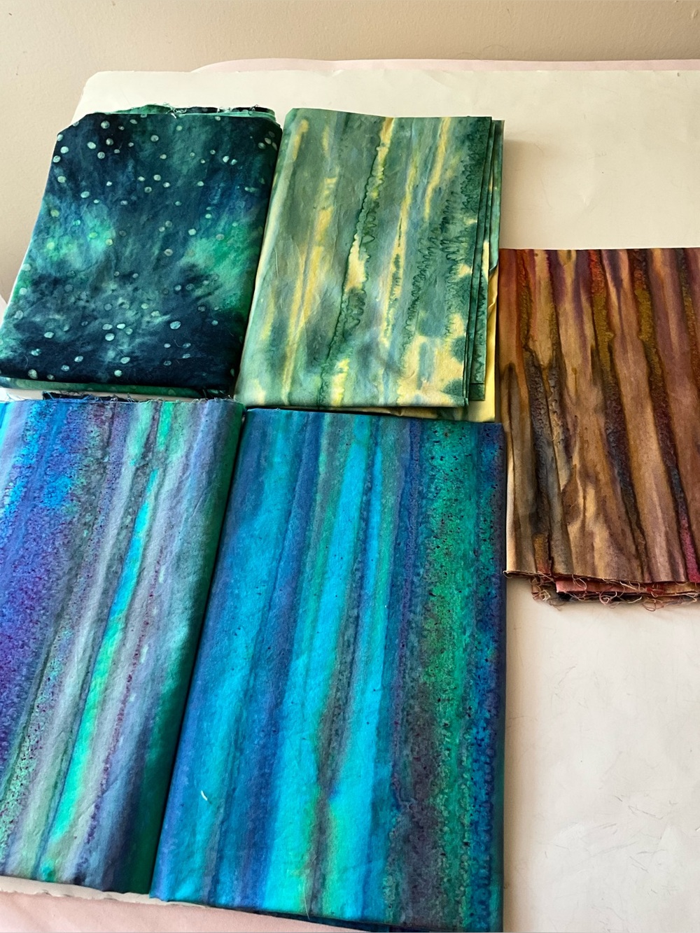 Quilting Sewing Crafts Fabric Lot Tie Dye Blue Green Purple Yellow Cotton